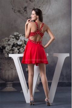 Chiffon Beading Sleeveless Short Red Prom/Formal Evening Dresses 02021074