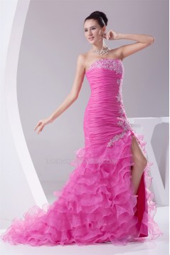 Brush Sweep Train Beading Sleeveless Strapless Long Prom/Formal Evening Dresses 02020111