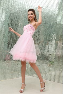 Satin Fine Netting Straps Sleeveless A-Line Prom Evening Party Dresses 02021119