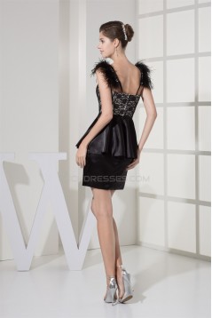 Sheath/Column Spaghetti Straps Lace Silk like Satin Prom/Formal Evening Dresses 02021155