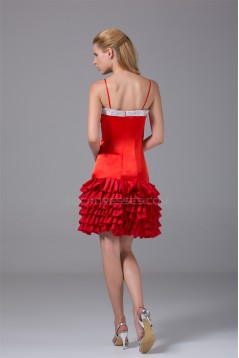 Sleeveless Short/Mini Beading Taffeta Silk like Satin Prom/Formal Evening Dresses 02021225