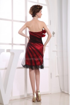 Strapless Silk like Satin Fine Netting Sleeveless Prom/Formal Evening Dresses 02021251