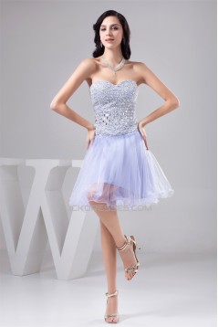 A-Line Knee-Length Beading Sweetheart Fine Netting Prom/Formal Evening Dresses 02021279