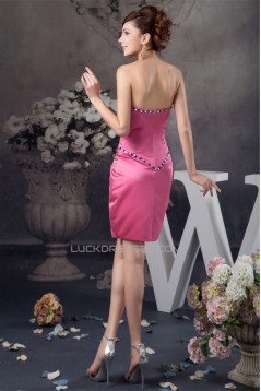 Beading Satin Short/Mini Sleeveless Strapless Prom/Formal Evening Dresses 02021291