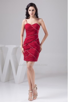 Chiffon Spaghetti Straps Short Red Prom/Formal Evening Dresses 02021316