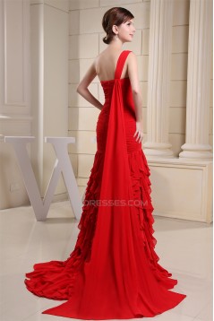 Cascading Ruffles Sweetheart Mermaid/Trumpet Long Red One-Shoulder Prom/Formal Evening Dresses 02020132