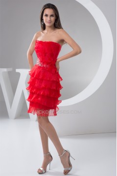Organza Strapless Sleeveless Beading Knee-Length Prom/Formal Evening Dresses 02021336