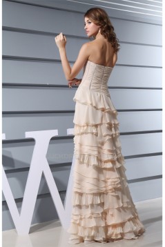 Chiffon A-Line Ruffles Strapless Long Prom/Formal Evening Dresses 02020137