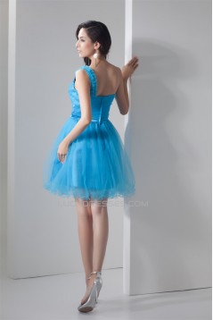 Short/Mini Fine Netting Sleeveless A-Line Prom/Formal Evening Dresses 02021379