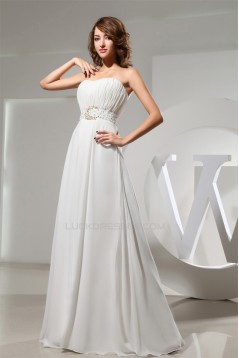 A-Line Strapless Chiffon Beaded Long Prom/Formal Evening Bridesmaid Dresses 02020138