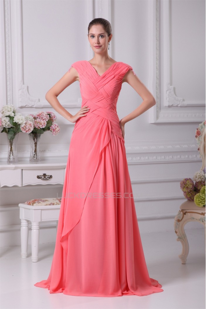 Chiffon Brush Sweep Train Long Prom/Formal Evening Dresses 02020142