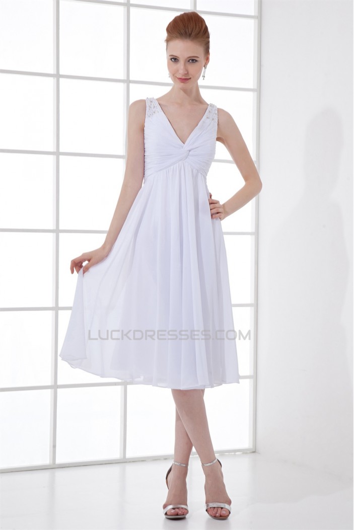 Beading A-Line Knee-Length Sleeveless Chiffon Prom/Formal Evening Bridesmaid Dresses 02021452