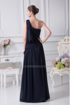 Sheath/Column One-Shoulder Beaded Long Prom Evening Formal Bridesmaid Dresses 02020146