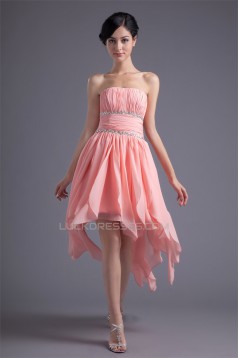 Chiffon Silk like Satin A-Line Strapless Prom/Formal Evening Dresses 02021463