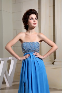 Empire Floor-Length Chiffon Long Blue Beaded Prom/Formal Evening Dresses 02020147