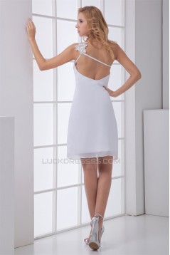 Sheath/Column Chiffon Elastic Woven Satin Little White Dresses 02021496