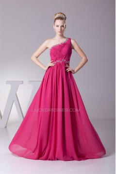 A-Line One-Shoulder Beading Long Prom Evening Formal Bridesmaid Dresses 02020151