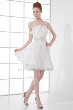 Short/Mini Sleeveless Pleats Chiffon Silk like Satin Prom/Formal Evening Dresses 02021512