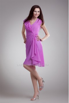 Sleeveless V-Neck Pleats Chiffon Elastic Woven Satin Prom/Formal Evening Dresses 02021537