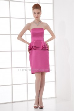 Strapless Sheath/Column Ruffles Short/Mini Prom/Formal Evening Bridesmaid Dresses 02021540
