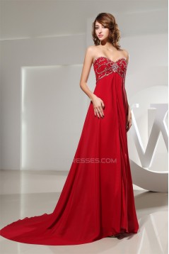 A-Line Empire Beaded Long Red Chiffon Prom/Formal Evening Maternity Dresses 02020159
