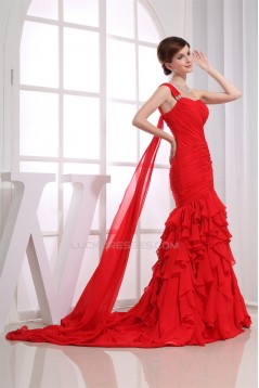 Elegant One-Shoulder Long Red Criss Cross Prom/Formal Evening Dresses 02020160