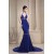 Trumpet/Mermaid Halter Long Blue Chiffon Prom/Formal Evening Dresses 02020162