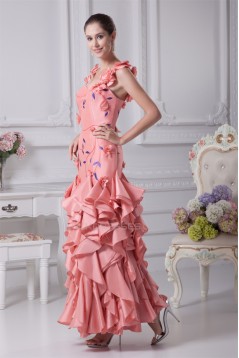 Floor-Length A-Line Cascading Ruffles Straps Prom/Formal Evening Dresses 02020172