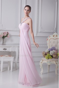 A-Line Floor-Length Sleeveless Long Pink Prom Evening Bridesmaid Dresses 02020173