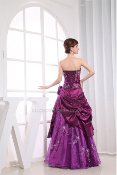 Floor-Length A-Line Taffeta Ice Yarn Strapless Prom/Formal Evening Dresses 02020176