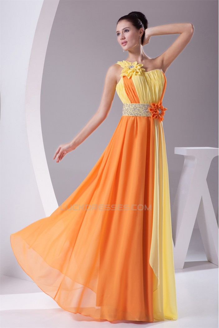 A-Line Floor-Length Beading One-Shoulder Long Prom/Formal Evening Dresses 02020181