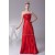 A-Line Floor-Length Beading Pleated Silk like Satin Long Red Prom/Formal Evening Dresses 02020182