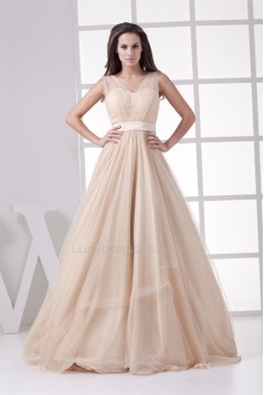 A-Line Floor-Length Sleeveless Fine Netting Long Prom/Formal Evening Dresses 02020195
