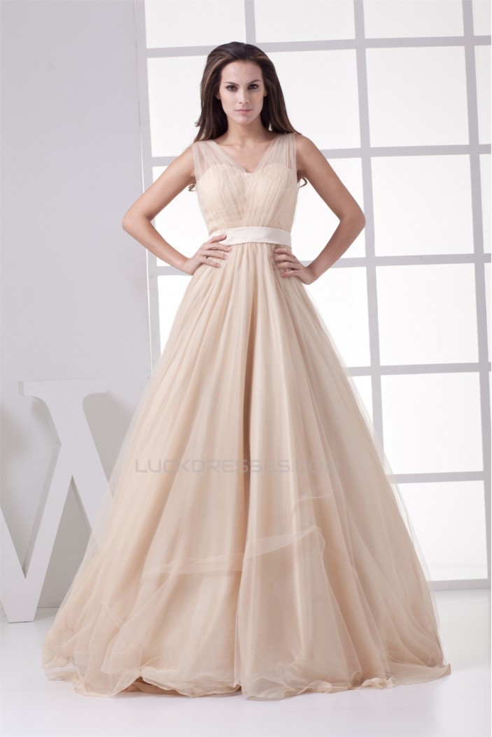 A-Line Floor-Length Sleeveless Fine Netting Long Prom/Formal Evening Dresses 02020195