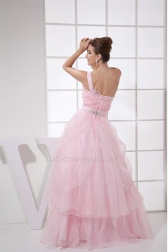 Floor-Length Sleeveless Ruffles Long Pink Prom/Formal Evening Dresses 02020196