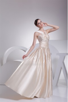 Halter A-Line Beading Sleeveless Silk like Satin Prom/Formal Evening Dresses 02020204