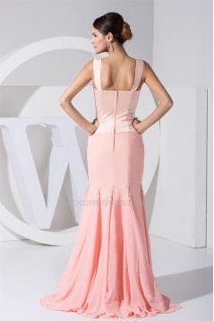 Illusion Sleeves Brush Sweep Train Mermaid/Trumpet Long Pink Prom/Formal Evening Dresses 02020212