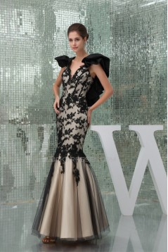Lace Sleeveless Satin Lace Fine Netting One String Netting Prom/Formal Evening Dresses 02020214