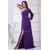 Long Sleeves Brush Sweep Train Ruched Chiffon Long Purple Prom/Formal Evening Dresses 02020215