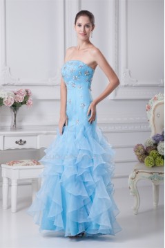 Mermaid/Trumpet Strapless Beading Sleeveless Long Blue Prom/Formal Evening Dresses 02020223