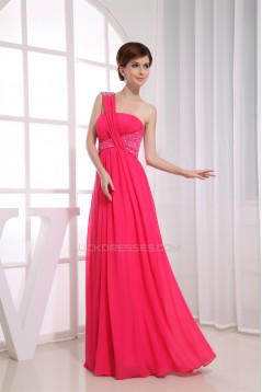 One-Shoulder Beading Floor-Length Sleeveless Long Prom Evening Bridesmaid Dresses 02020230