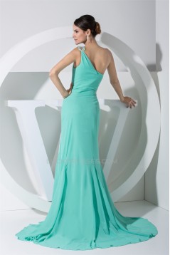 Trumpet/Mermaid One-Shoulder Beading Puddle Train Sleeveless Prom/Formal Evening Dresses 02020231