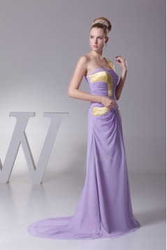 Puddle Train A-Line Chiffon Prom/Formal Evening Dresses 02020244