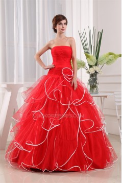 Ball Gown Ruffles Satin Fine Netting Floor-Length Prom/Formal Evening Dresses 02020254