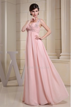 Empire Sleeveless Long Pink Chiffon Floor-Length Prom Evening Maternity Formal Evening Dresses 02020264