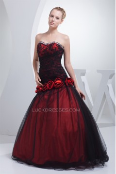 Ball Gown Beaded Strapless Fine Netting Floor-Length Prom/Formal Evening Dresses 02020275