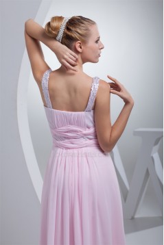 Scoop Floor-Length Ruffles Chiffon Long Pink Sequined Material Prom/Formal Evening Dresses 02020283