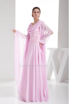 Sheath/Column Floor-Length Long Pink Chiffon Prom/Formal Evening Dresses 02020294