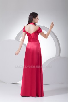 Silk like Satin Halter A-Line Criss Cross Best Evening Formal Bridesmaid Dresses 02020316