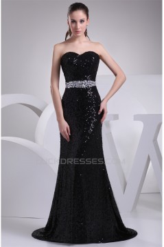 Trumpet/Mermaid Sweetheart Beading Sequined Material Long Black Prom/Formal Evening Dresses 02020339